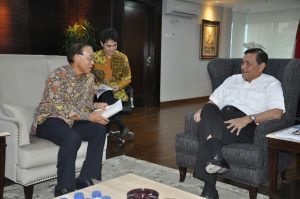 Meneteri Koordinator Bidang Kemaritiman Luhut B Pandjaitan hari Selasa (1/11) menerima kunjungan Duta Besar Jepang Yasuaki Tanizaki di kantor Menko Maritim Jakarta