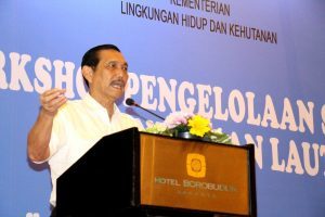 Menko Luhut B Pandjaitan  menjadi Keynote Speech di acara Workshop Pengelolaan Sampah Pantai dan Laut di Hotel Borobudur (27/2)