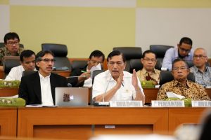 Menko Kemaritiman Luhut B. Pandjaitan Rapat Kerja bersama Banggar DPR RI di Ruang Rapat Badan Anggaran DPR RI Gedung Nusantara II