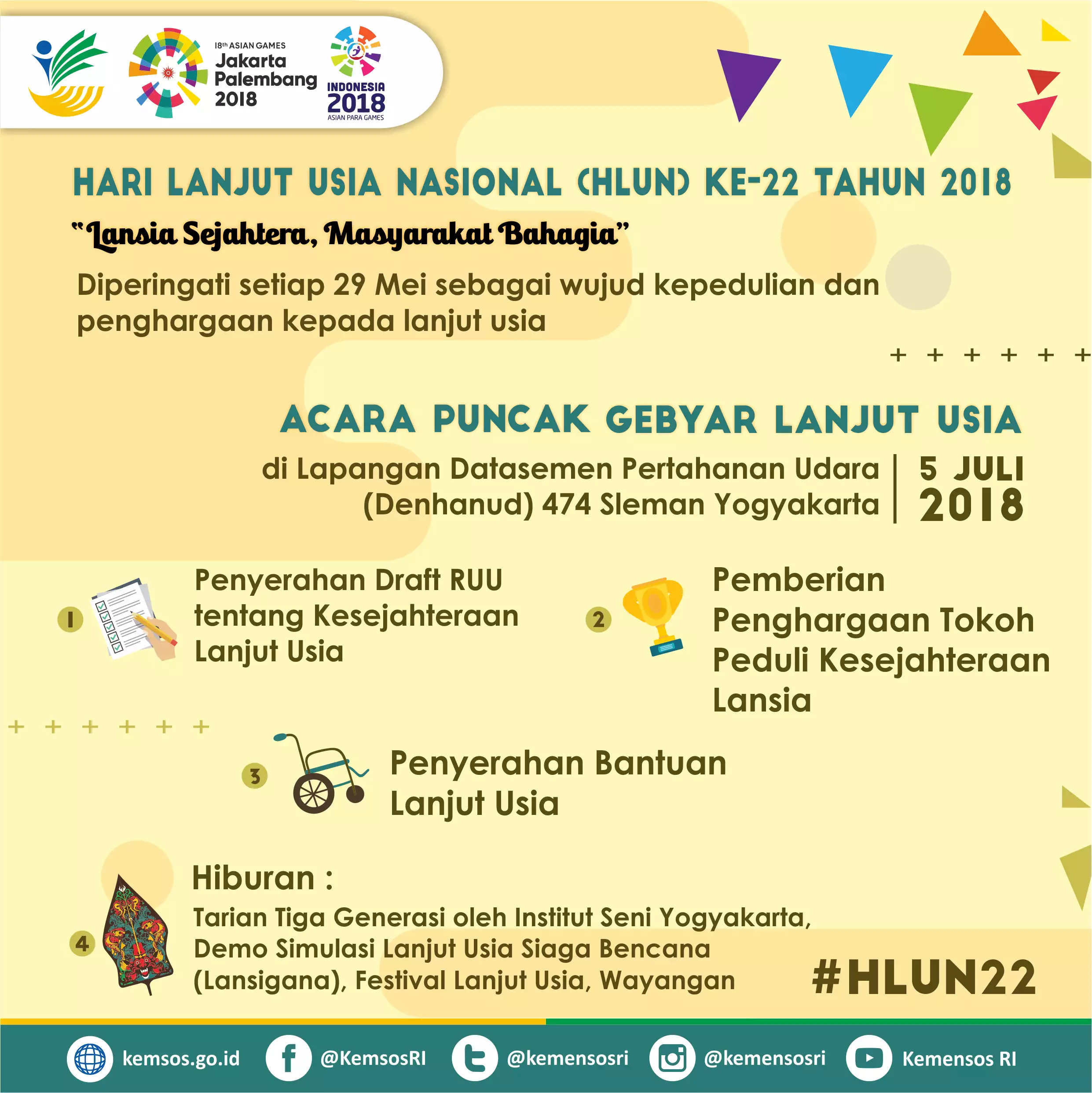 Negara Hadir Wujudkan Kesejahteraan Lansia Puncak Peringatan Hari Lanjut Usia Nasional (HLUN) ke-22 di Yogyakarta Negara Hadir Wujudkan Kesejahteraan Lansia Puncak Peringatan Hari Lanjut Usia Nasional (HLUN) ke-22 di Yogyakarta