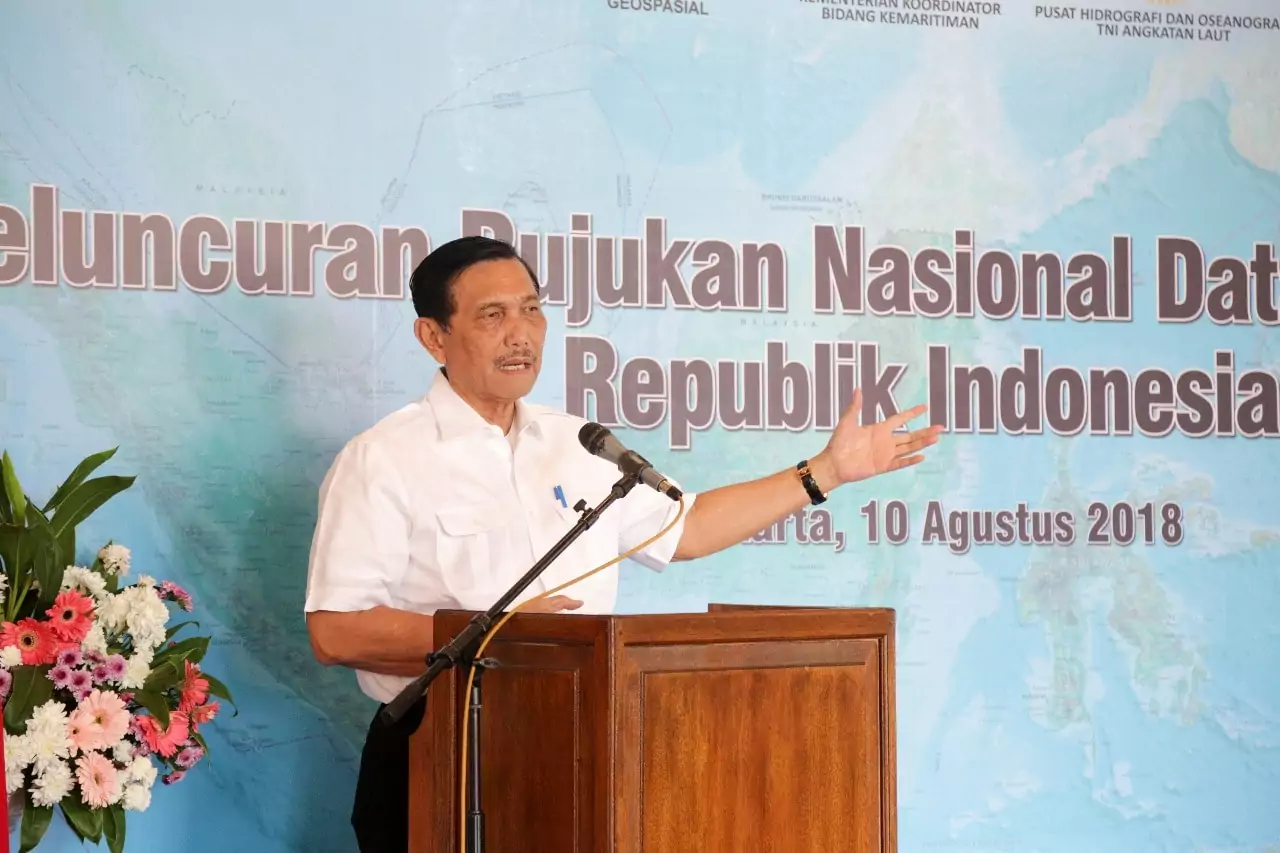 Menko Maritim Luhut B. Pandjaitan Memberi Sambutan Pada Acara Peluncuran Rujukan Nasional Data Kewilayahan RI di Gedung Arsip Nasional Menko Maritim Luhut B. Pandjaitan Memberi Sambutan Pada Acara Peluncuran Rujukan Nasional Data Kewilayahan RI di Gedung Arsip Nasional
