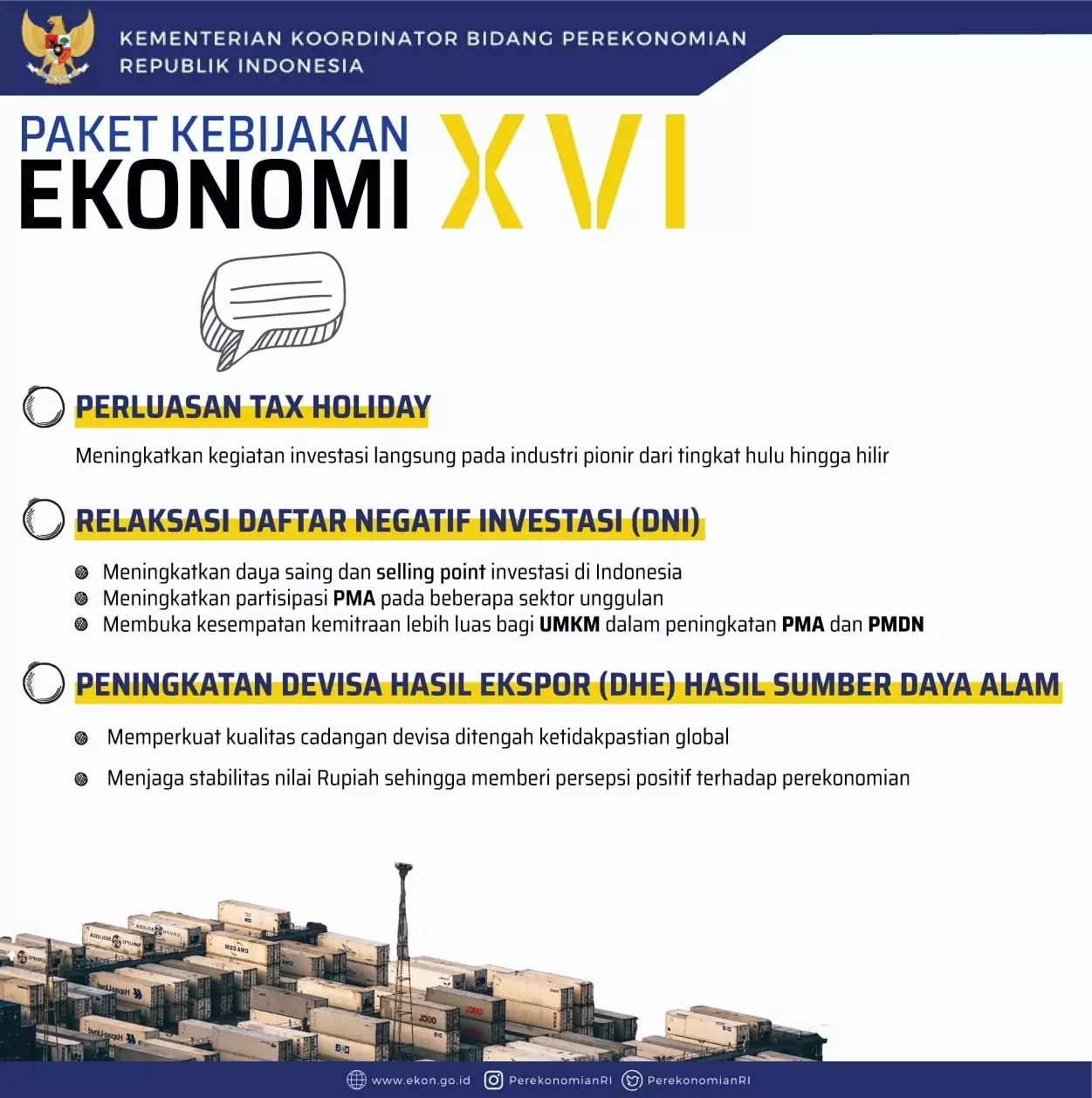 Pemerintah Menerbitkan Paket Kebijakan Ekonomi (PKE) XVI Pemerintah Menerbitkan Paket Kebijakan Ekonomi (PKE) XVI