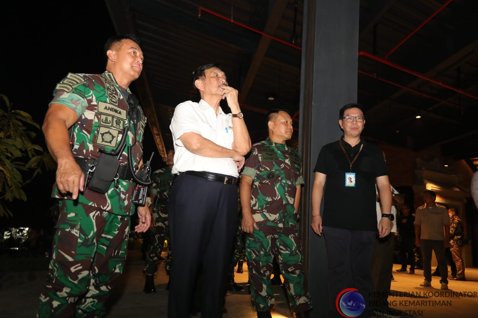 dokumentasi terkait giat Menko Marves saat menyaksikan gladi pasukan pengamanan G20 di KKB (09-11-2022)