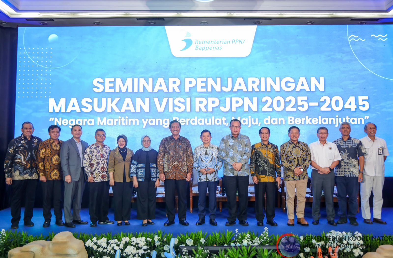 Menko Marves Memberikan Arahan dalam Seminar Penjaringan Masukan Visi RPJPN 2025-2045 di Kantor Maritim