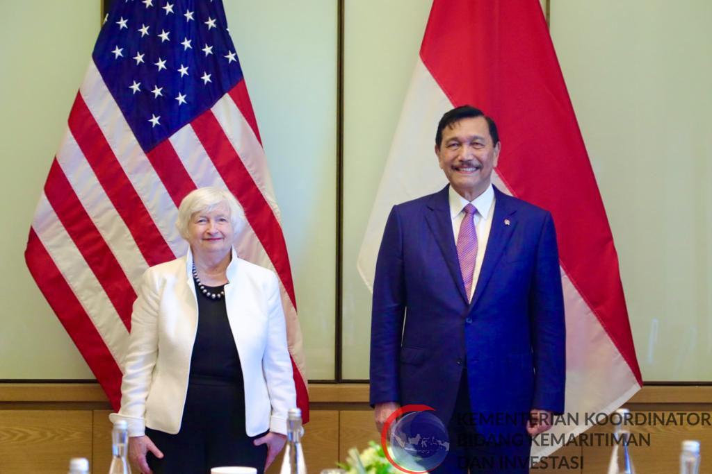 Pertemuan antara Menko Marves Luhut Binsar Pandjaitan dengan US Secretary of Treasury Jannet Yellen
