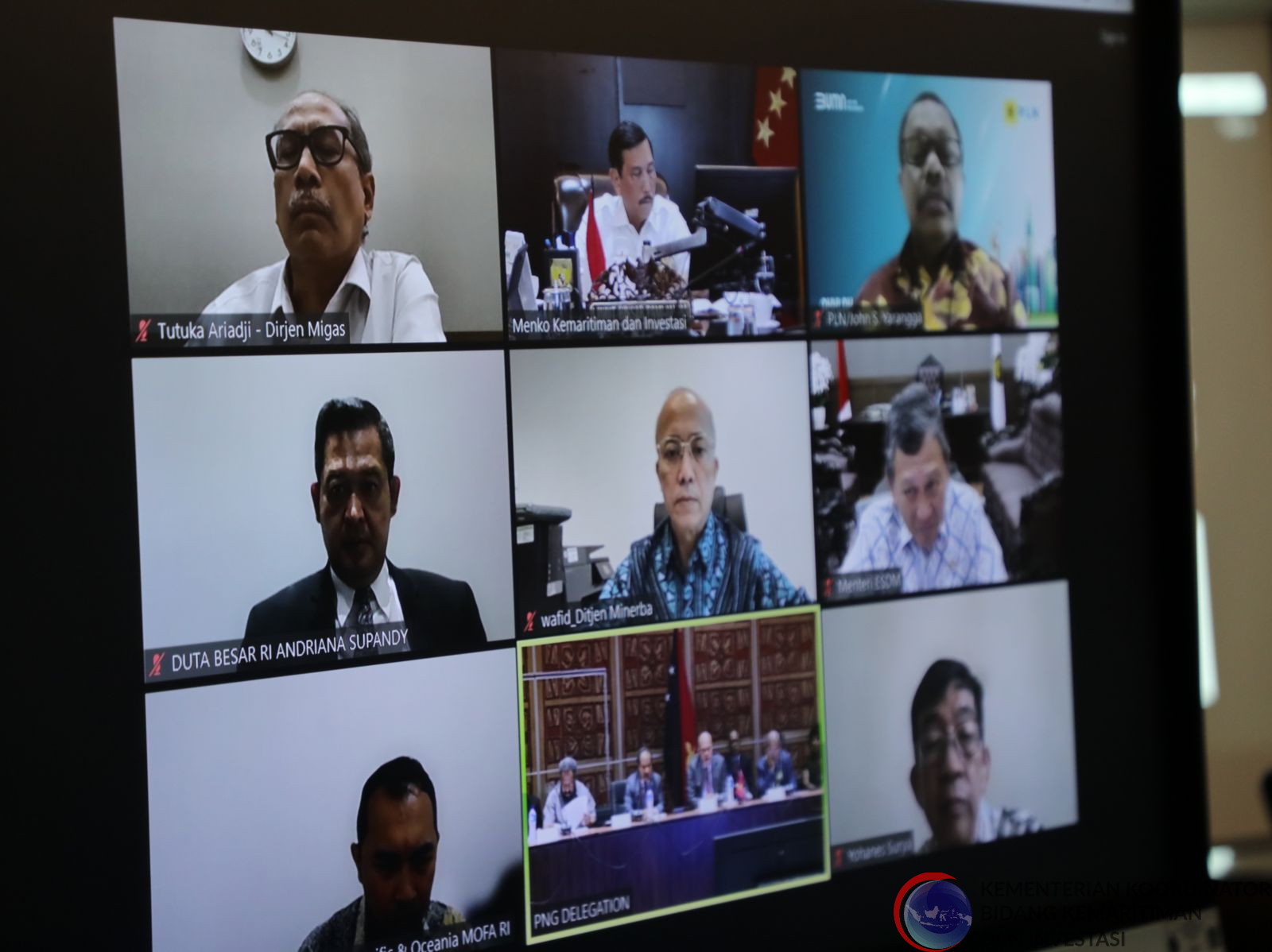 Menko Virtual Meeting bersama DPM John Rosso di Kantor Maritim